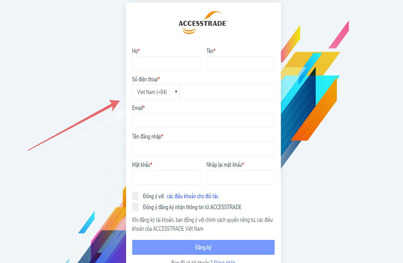 Đăng ký nhanh Accesstrade 2021