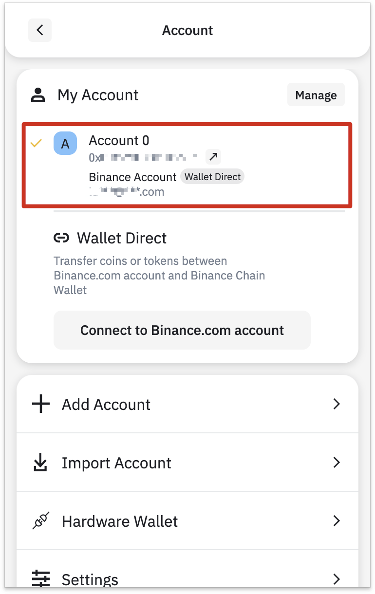Cách nạp BNB vào Wallet Direct