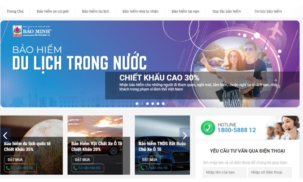 Giao diện website Bảo hiểm Bảo Minh