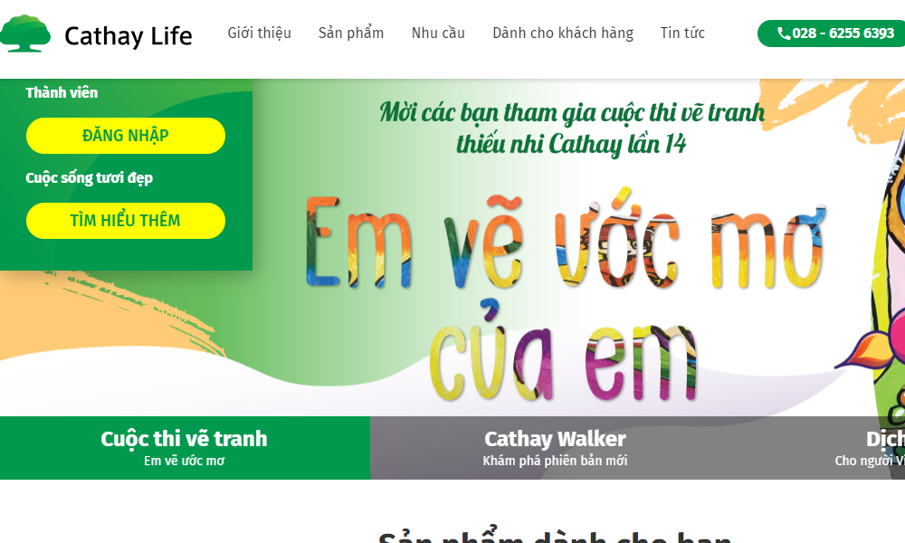 Giao diện của website Cathay Life