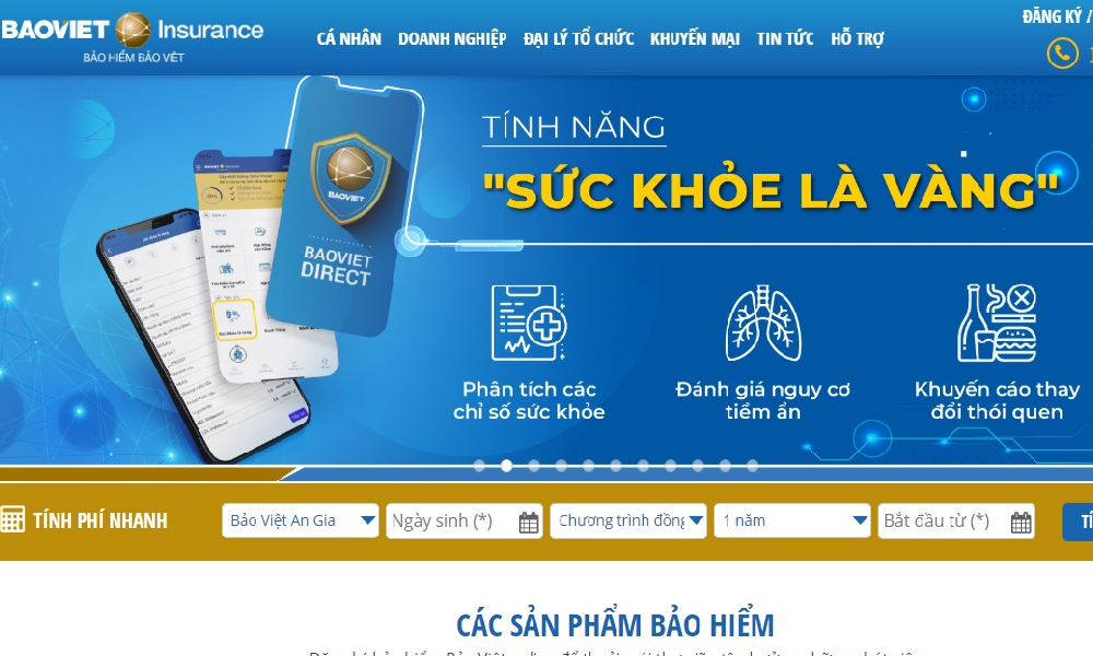 Truy cập website bảo hiểm Bảo Vệt để đăng ký mua