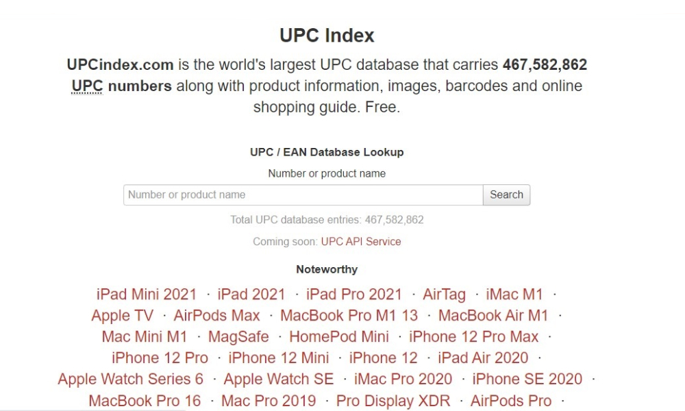 UPC Index quét mã vạch cung cấp thông tin chính xác
