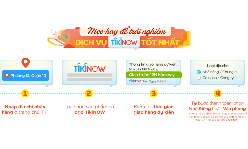 Các bước đặt hàng với TikiNow