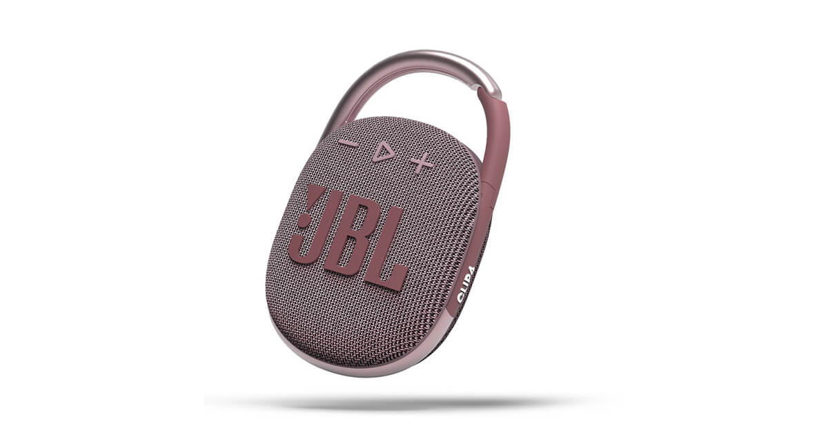 JBL Clip 4 sở hữu thiết kế hình bầu dục đi cùng phần móc treo khá tiện lợi